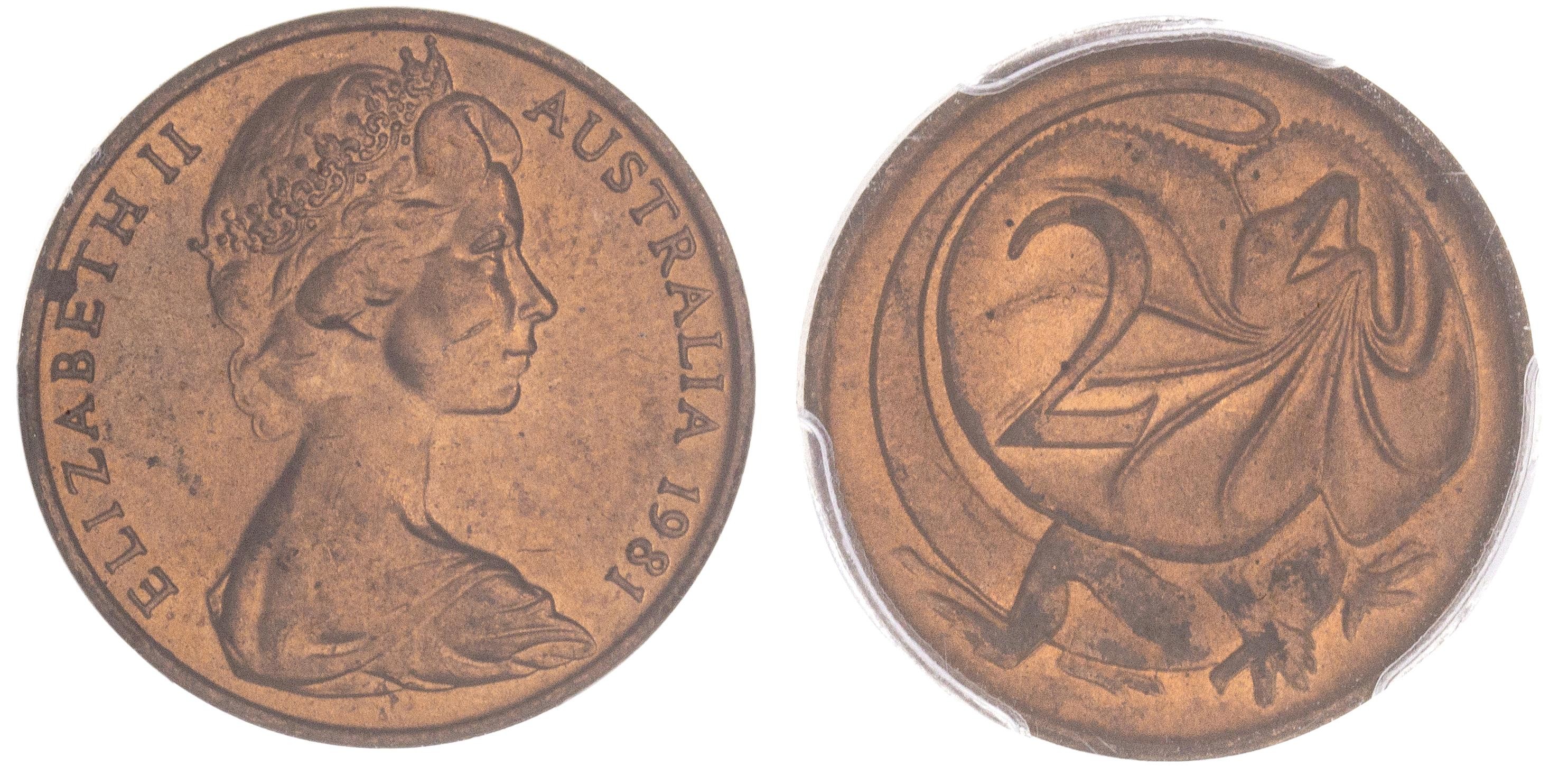 Elizabeth II, Two Cents, 1981, MS 64RD