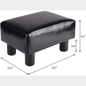 ***MODERN OTTOMAN STOOL PU LEATHER FOOTSTOOL BLACK 112452***