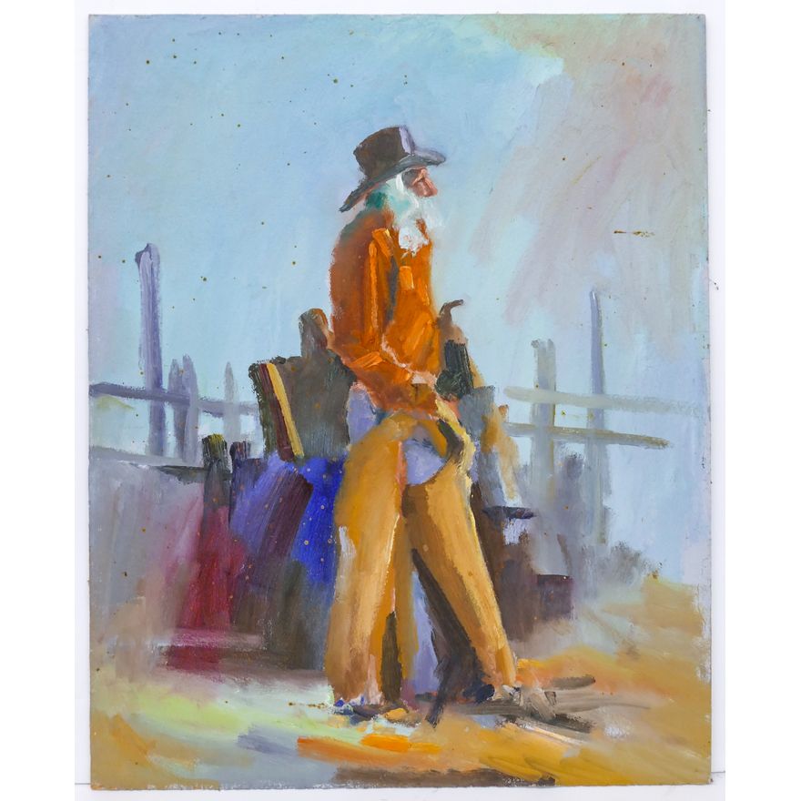 Gene Amondson ''Old Cowboy'' Oil on Masonite