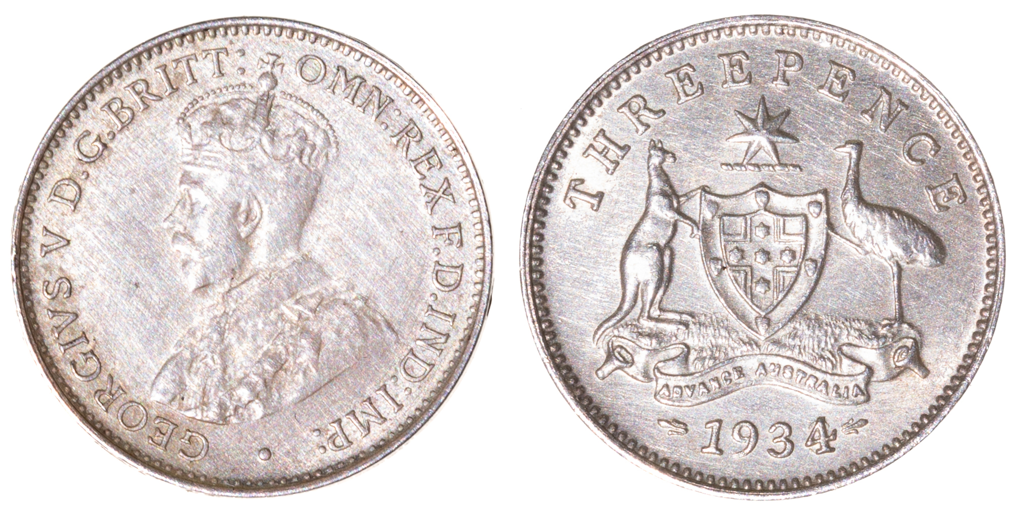 George V, Threepence, 1934/3, gVF