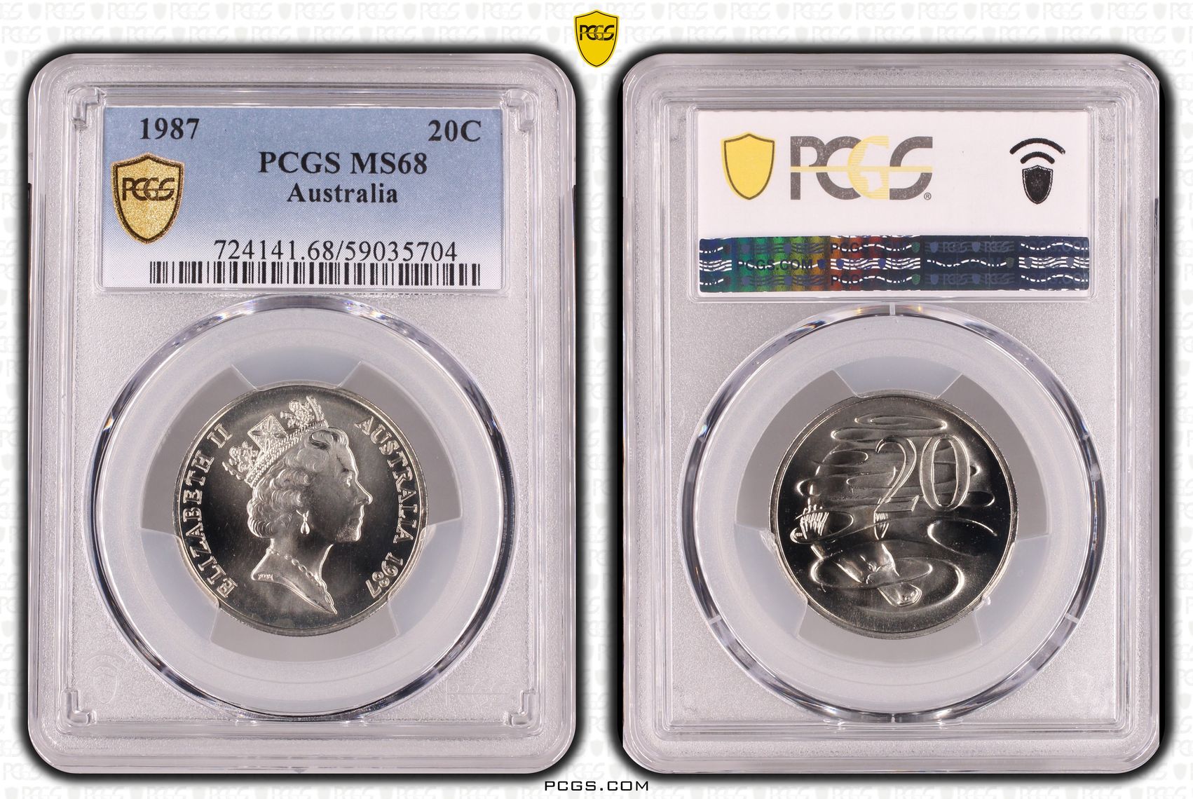 Twenty Cent, 1987, PCGS MS68