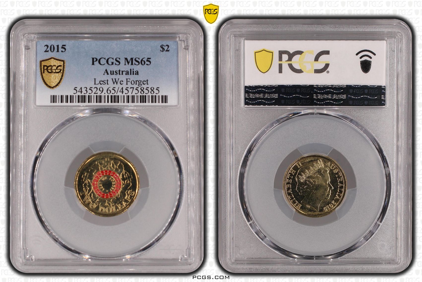 Lest We Forget, Two Dollar, 2015, PCGS MS65