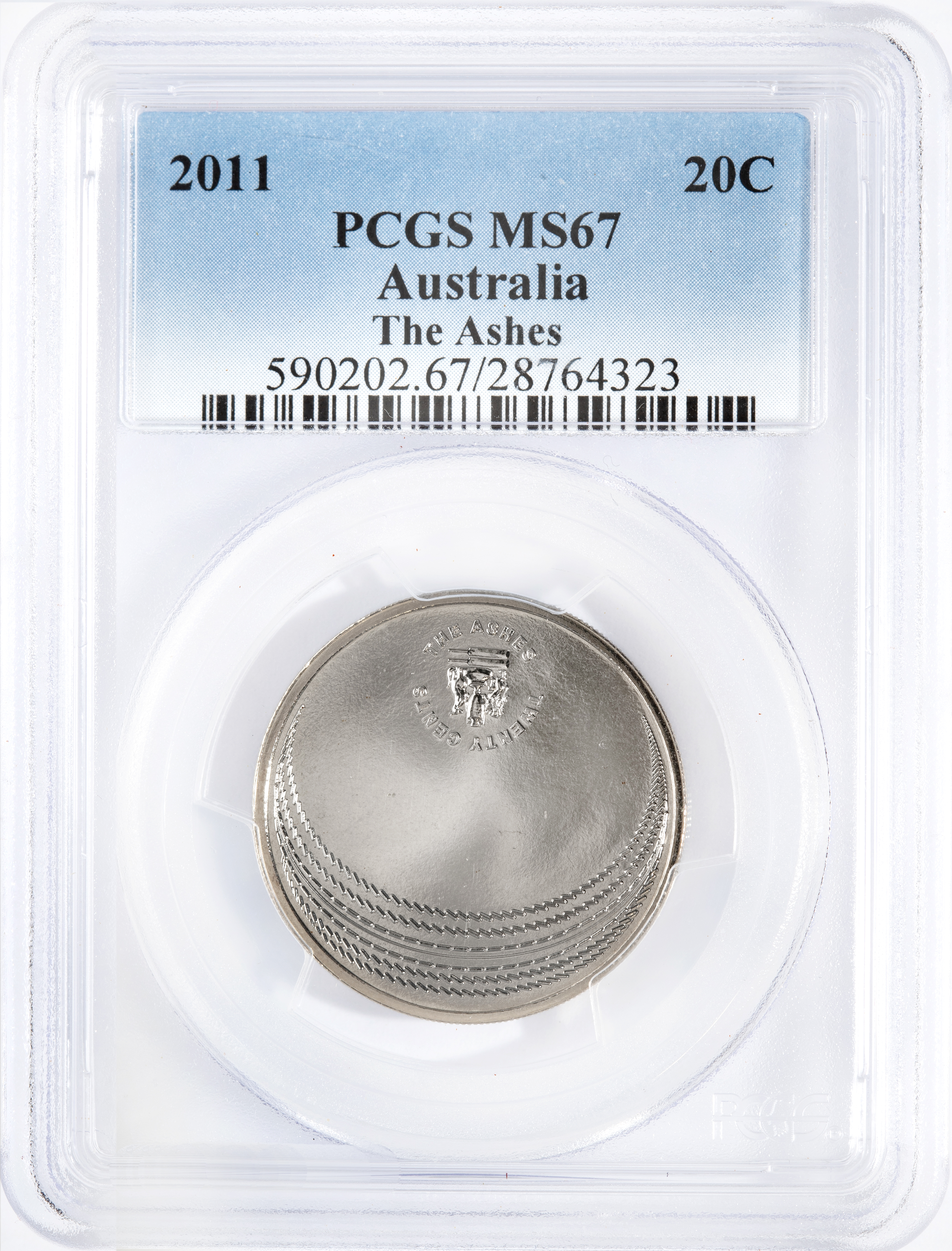 The Ashes, Twenty Cent, 2011, PCGS MS67