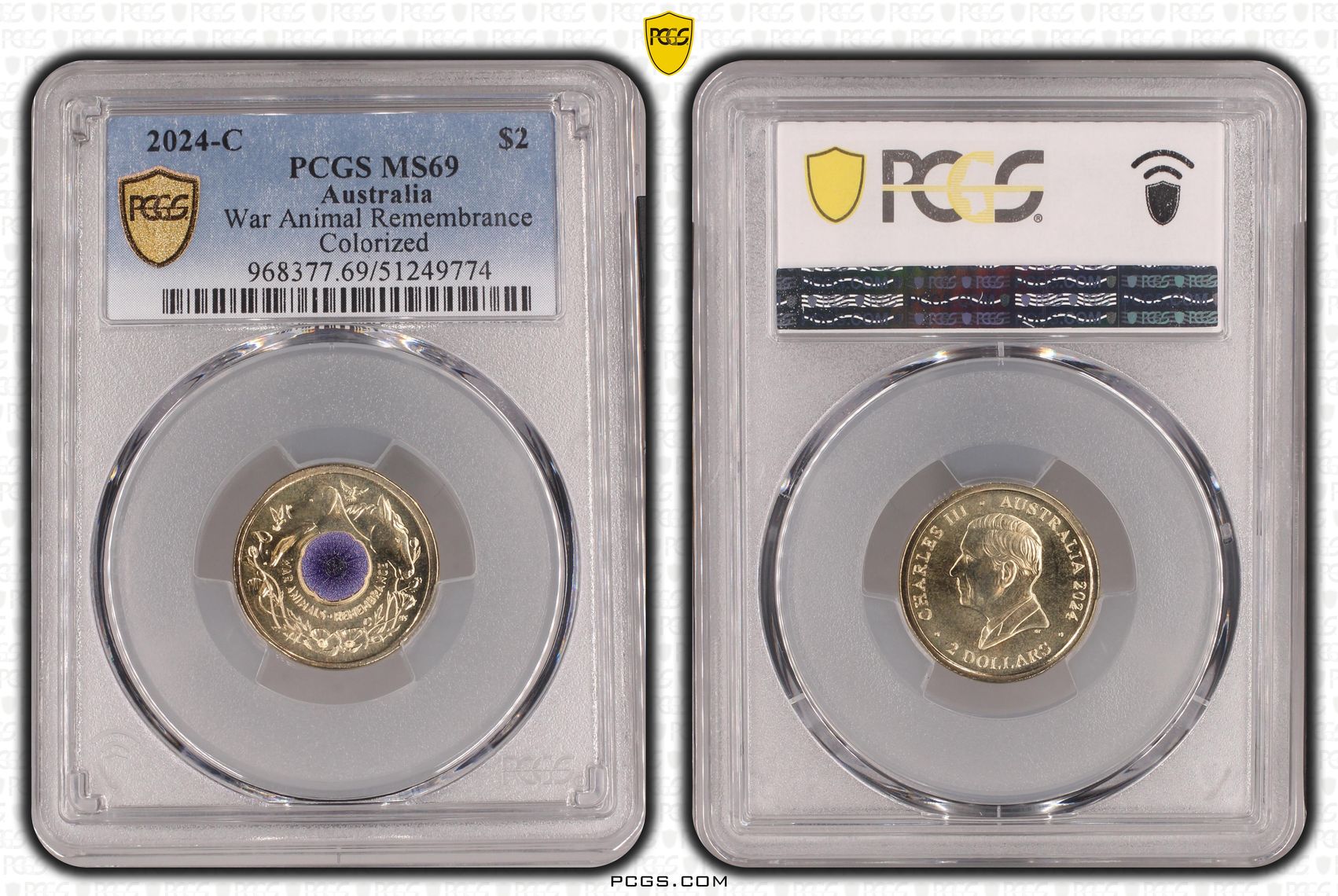 War Animal Remembrance Colorized, Two Dollar, 2024-C, PCGS MS69