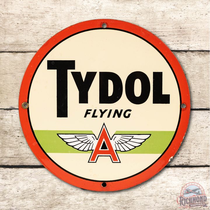 10" Tydol Flying A Porcelain Sign TAC 9.25
