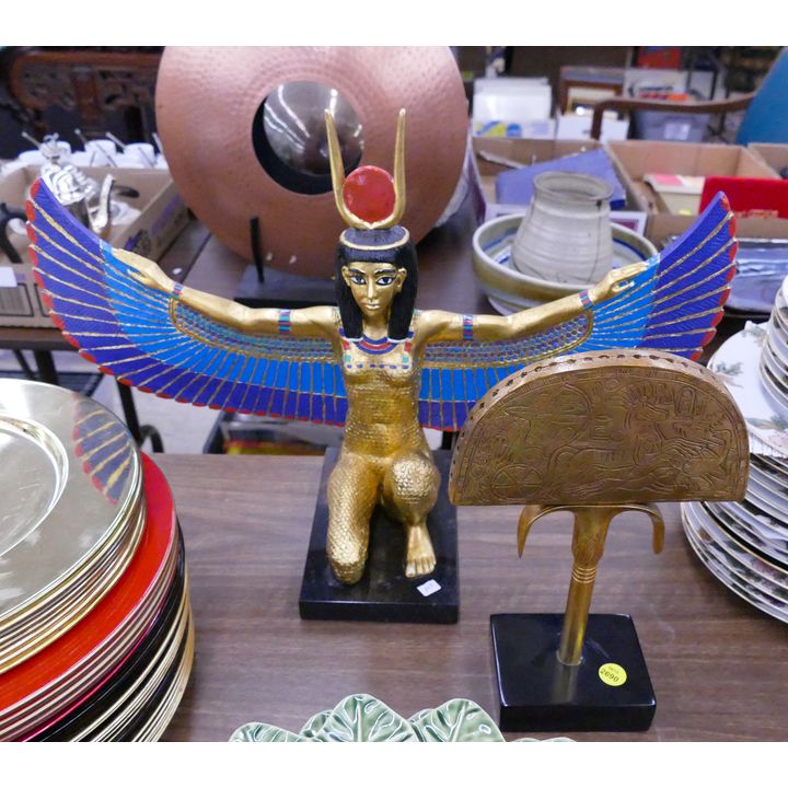 2pc Egyptian Art Sculptures- 10-14''