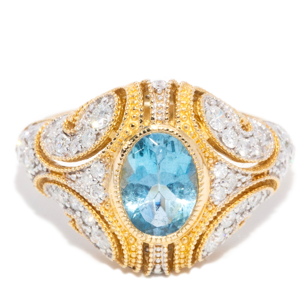 65 · Aquamarine & Diamond Ring in 14ct Gold