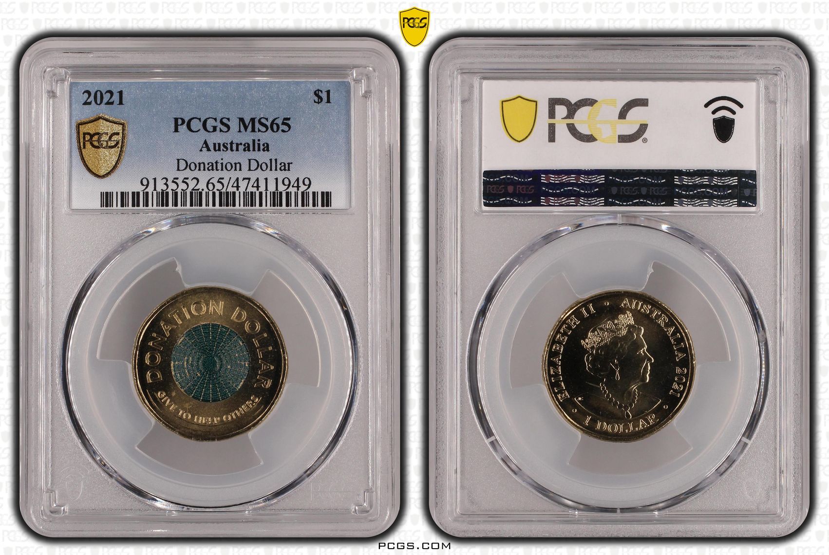 Elizabeth II, Donation Dollar , One Dollar, 2021, PCGS MS65
