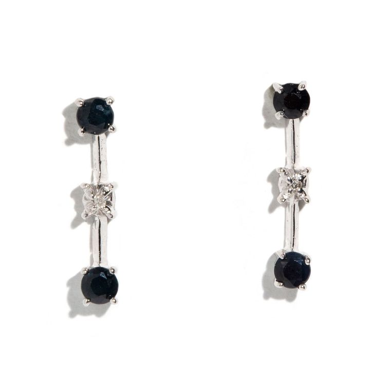 Diamond & Sapphire 10 Carat Gold Earrings,