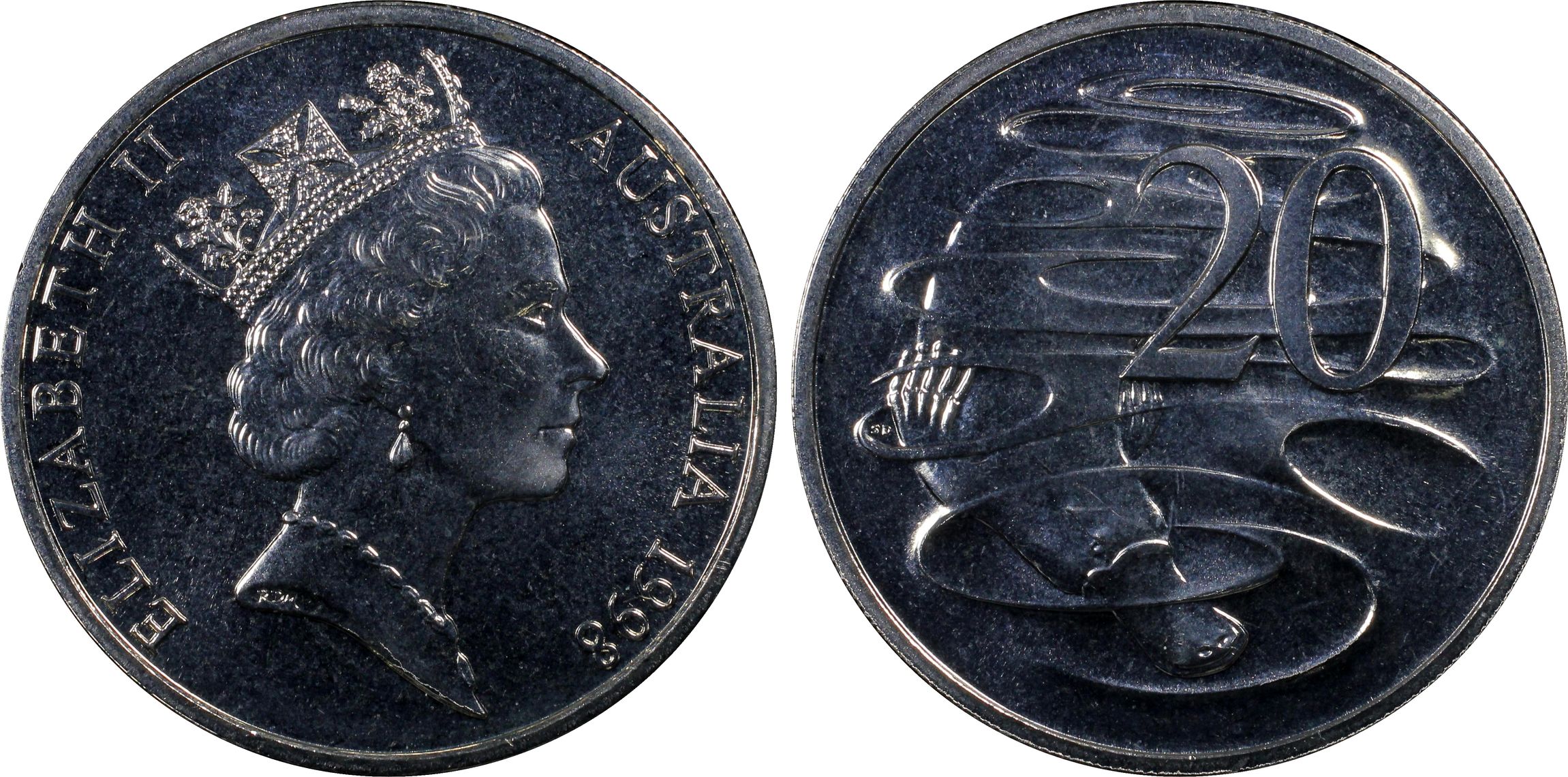 Elizabeth II, Twenty Cent, 1998, PCGS MS67