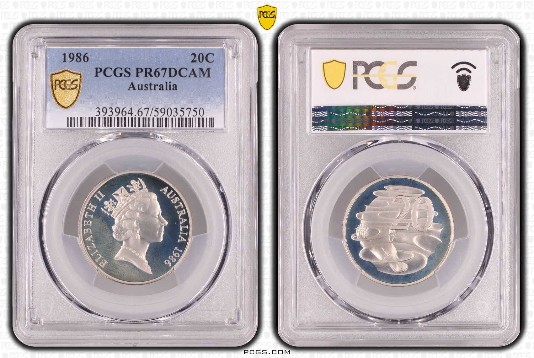 Twenty Cent, 1986, PR67DCAM