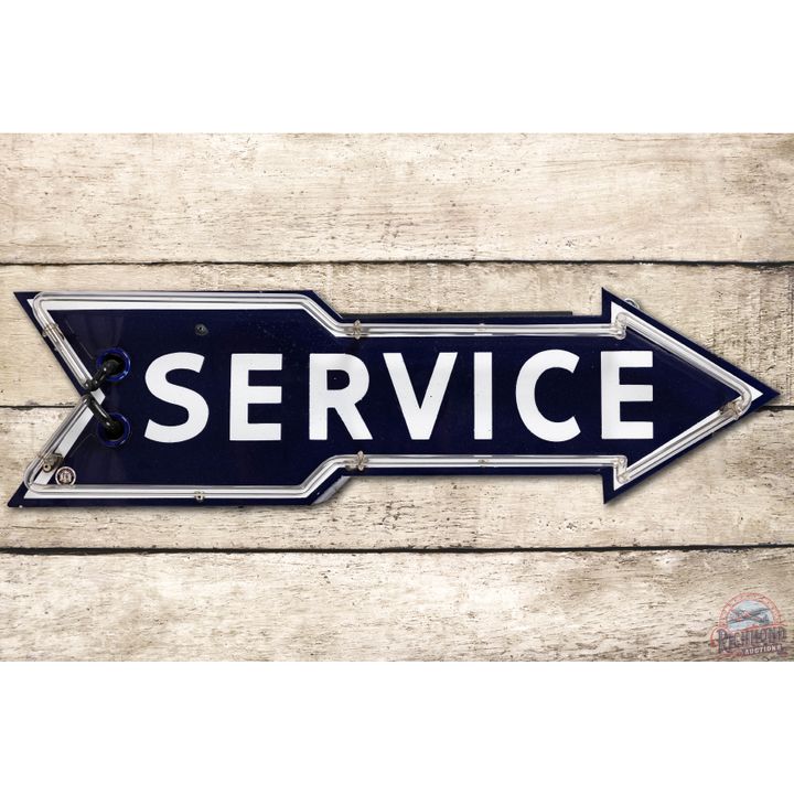 Small 3' Service Porcelain Arrow Single Sided Neon Sign TAC 9