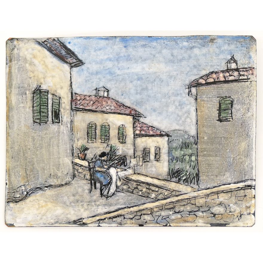 Lisel Salzer ''View from My Villa'' Limoges Enamel