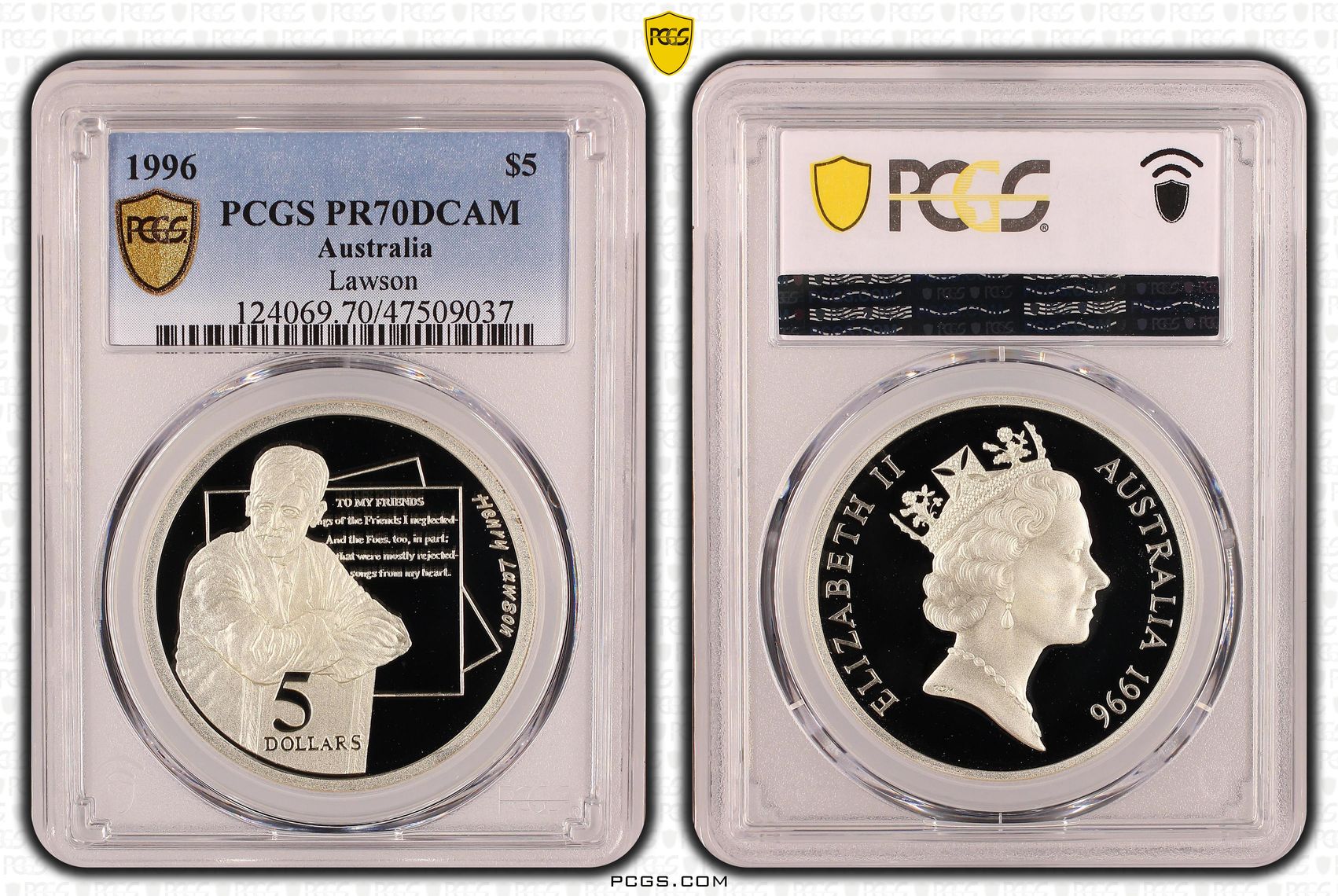 Elizabeth II, Lawson, Pop 9/0, Five Dollar, 1996, PCGS PR70DCAM