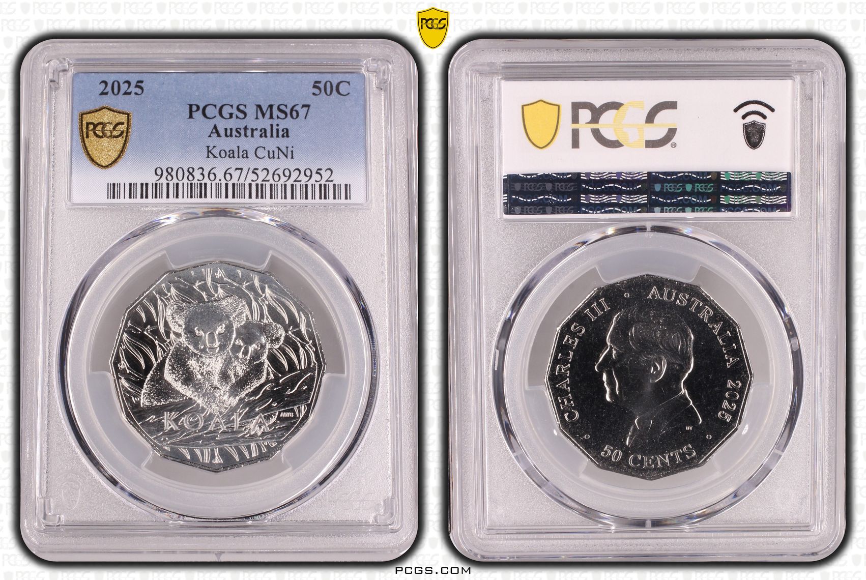 Koala CuNi, Fifty Cent, 2025, PCGS MS67