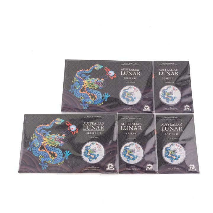 Elizabeth II, Perth ANDA Lunar Series III Teal Dragon, One Dollar, 2024, FDC