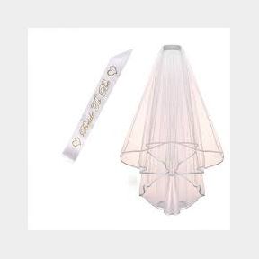 Bachelorette Hen Party - Bride to be sash + veil-51464/1941-CE 1