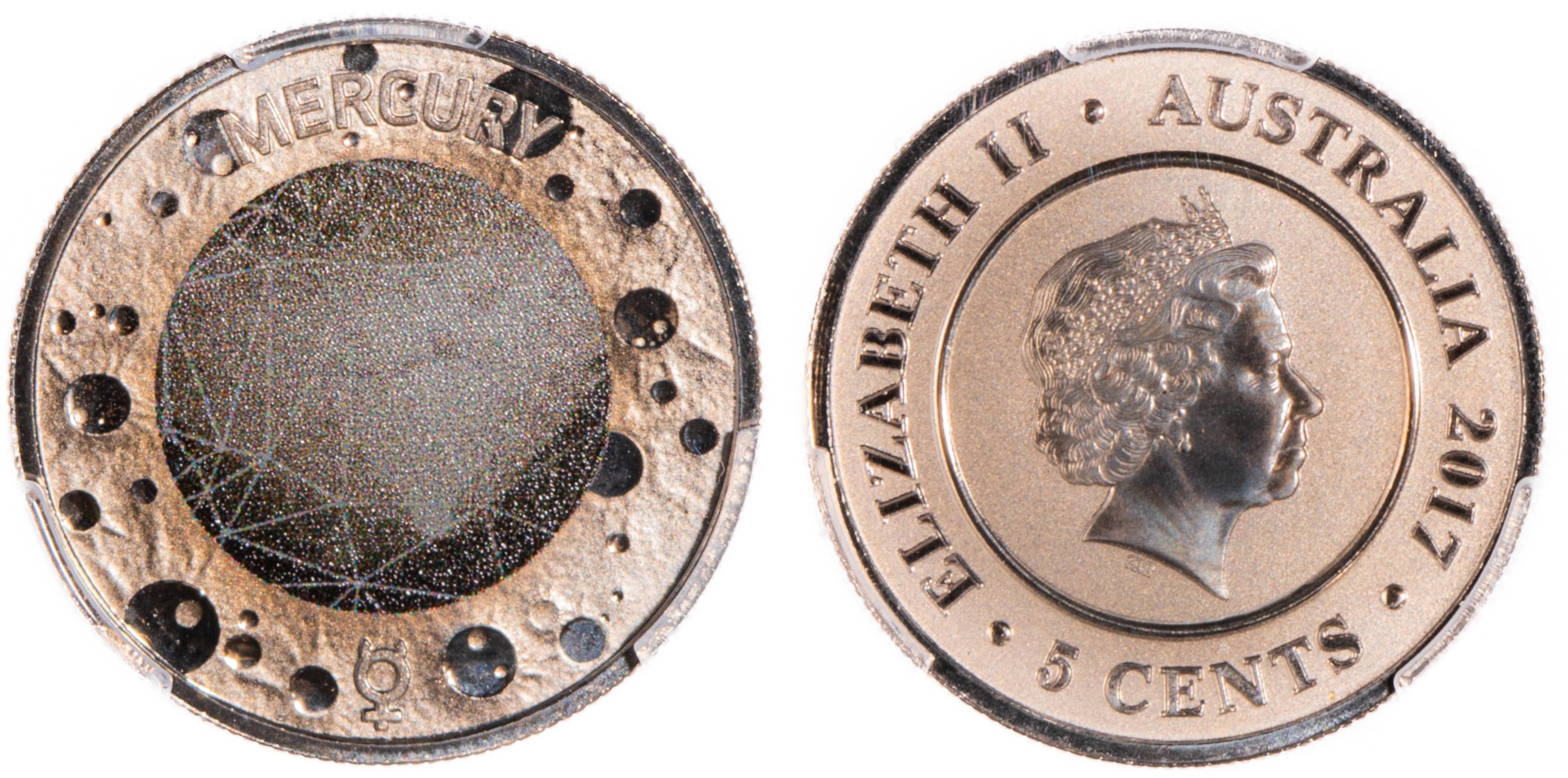 Elizabeth II, Planetary Coins - Mercury, Five Cent, 2017, PCGS MS 70