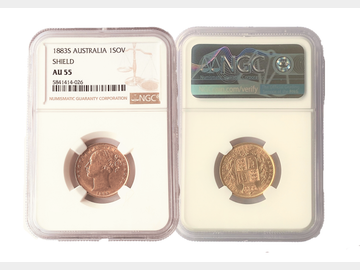 1883 Queen Victoria Young Head Sydney Mint Shield Gold Sovereign NGC AU55
