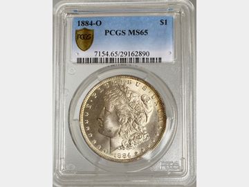 1884 USA 'New Orleans Mint' Morgan Silver Dollar PCGS MS65