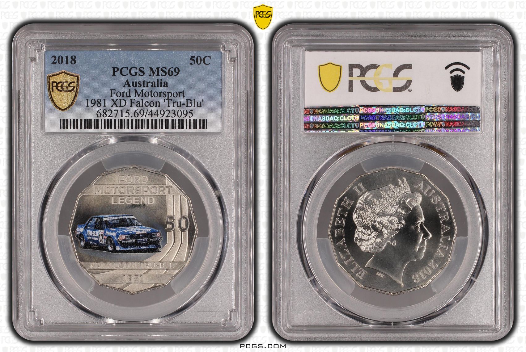 Ford Motorsport Colorized - 1981 XD Falcon 'Tru-Blu' , Fifty Cent, 2018, PCGS MS69