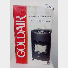 GOLDAIR - 3 PANEL GAS HEATER WITH REGULATOR AND WHEELS - BLACK - GGH-42BA
