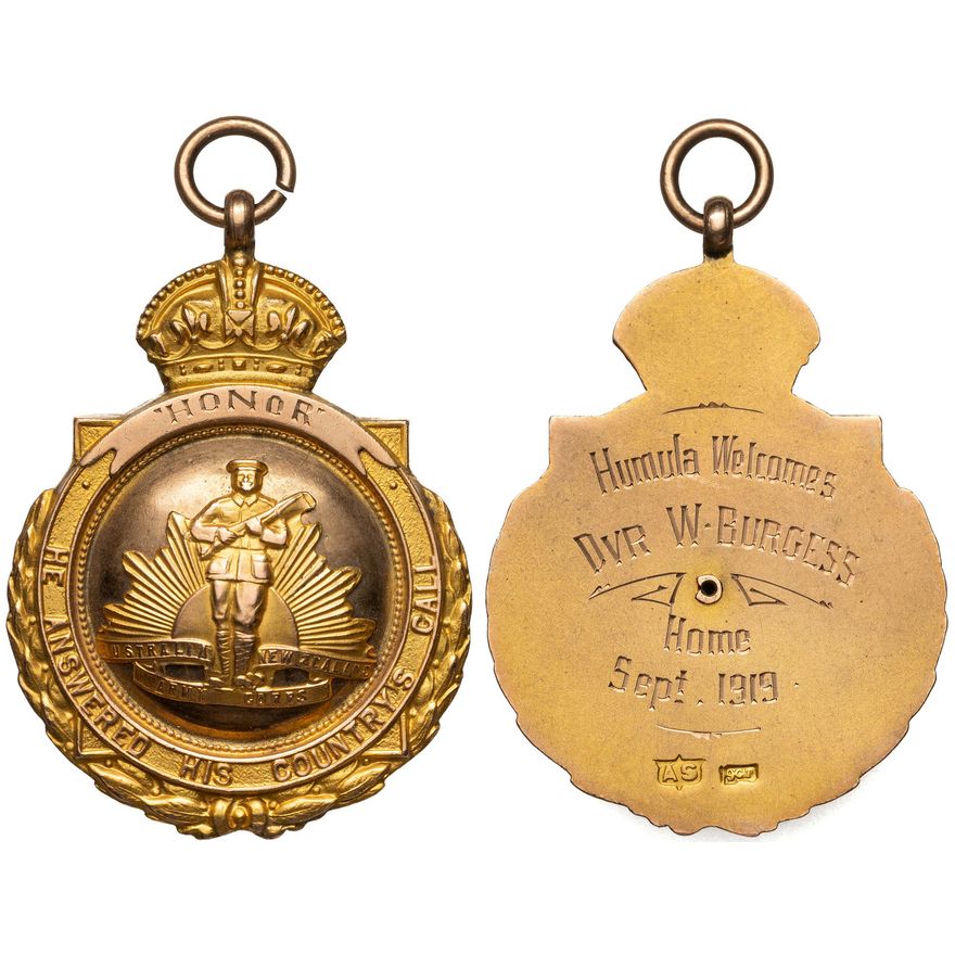 Australia New Zealand Army Corp - Welcome Home Medal, 1919,  EF