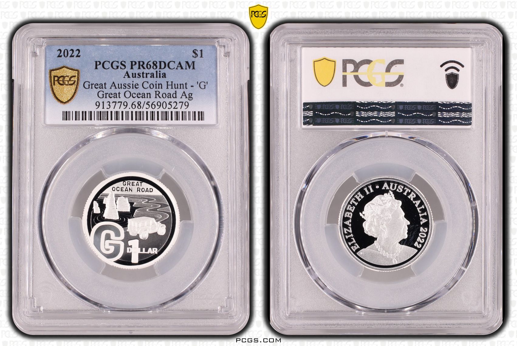 Great Aussie Coin Hunt - 'G', One Dollar, 2022, PCGS PR68DCAM