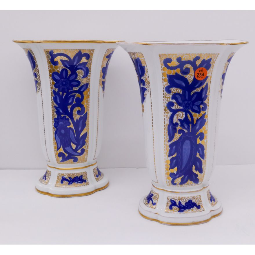 Pair Rosenthal Rosari Artist Signed 357B Porcelain Vases- 10.5'' each