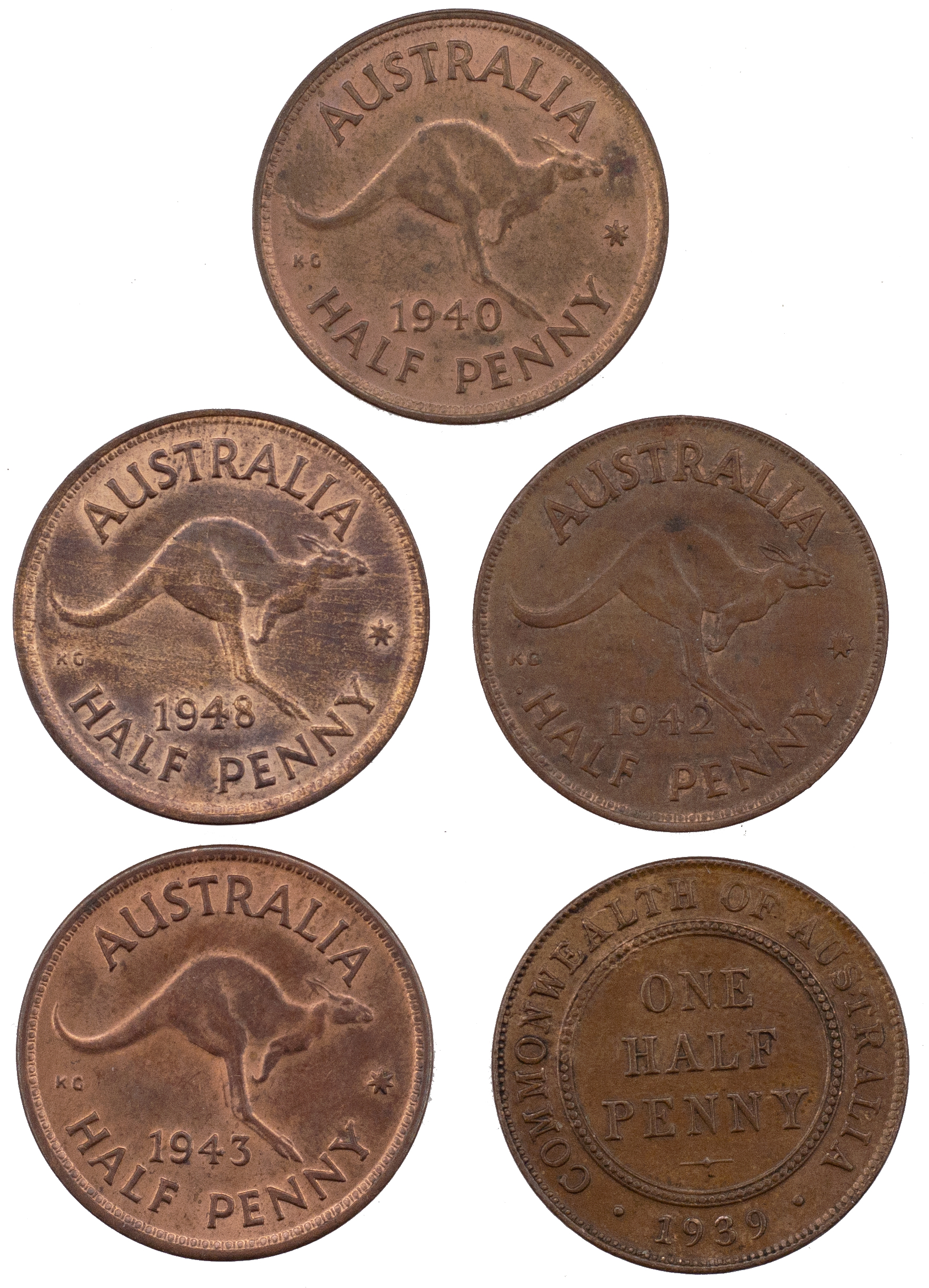George VI, Halfpenny, 1939 - 1948, UNC - CHU