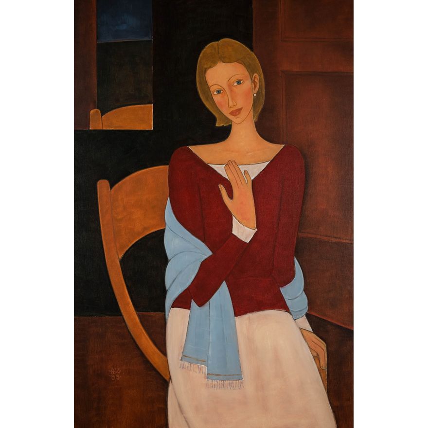Roman Zakrzewski | Modelka z błękitnym szalem, 1999 r.