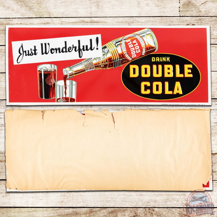 NOS Drink Double Cola It's Wonderful Embossed SST Sign & Original Paper