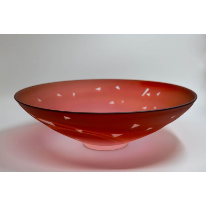Garry Nash - Large frosted red glass bowl