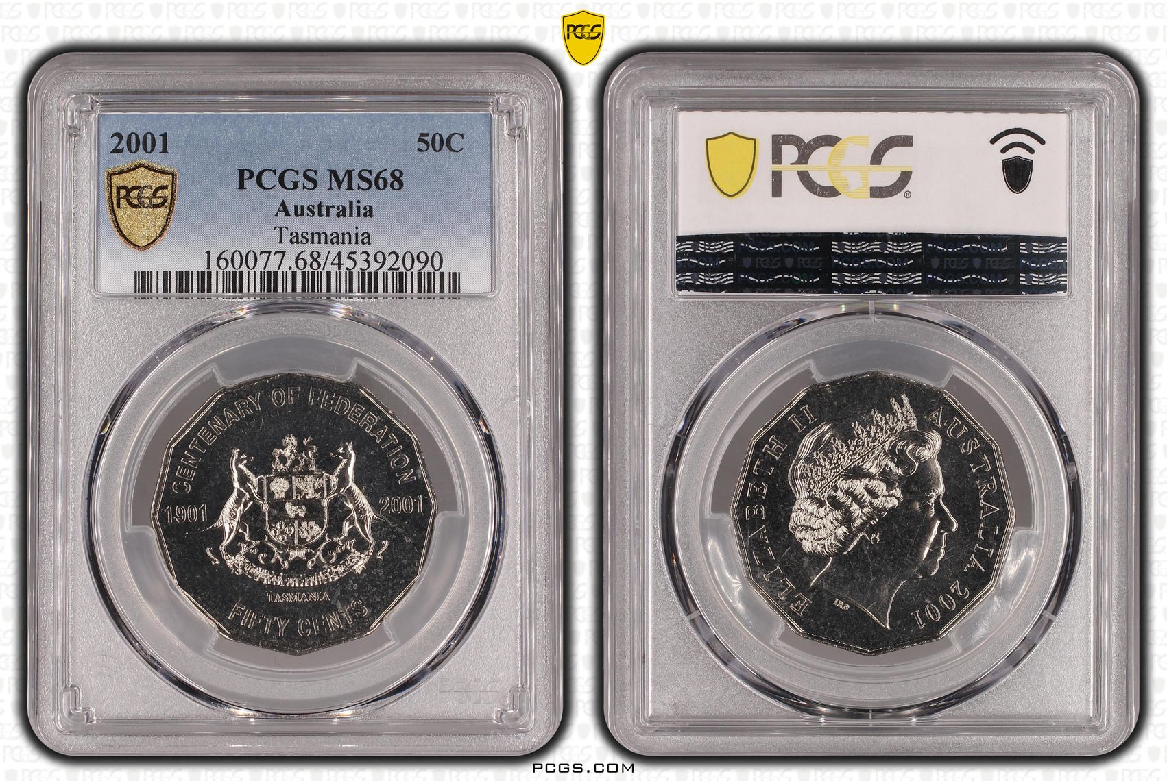 Tasmania, POP 15/0, Fifty Cent, 2001, PCGS MS68