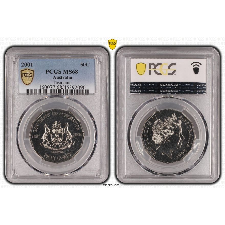 Tasmania, POP 15/0, Fifty Cent, 2001, PCGS MS68
