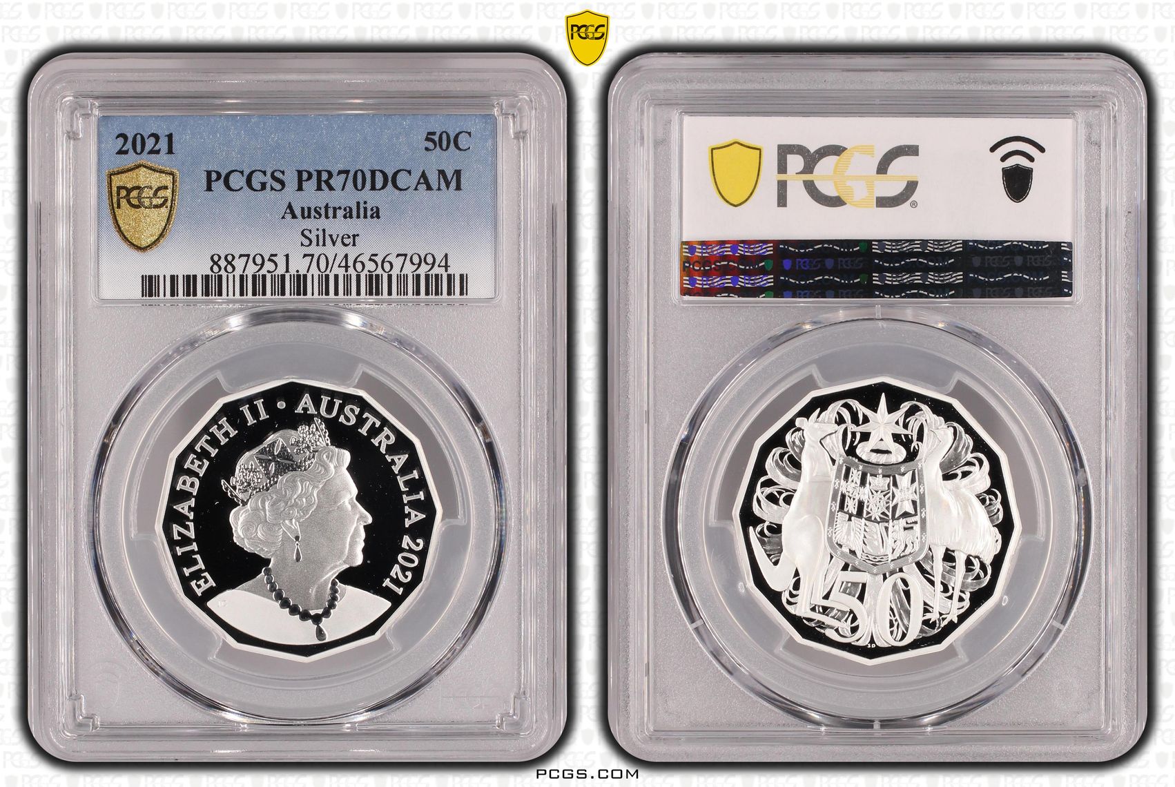 Elizabeth II, Silver, 3/0, Fifty Cent, 2021, PCGS PR70DCAM