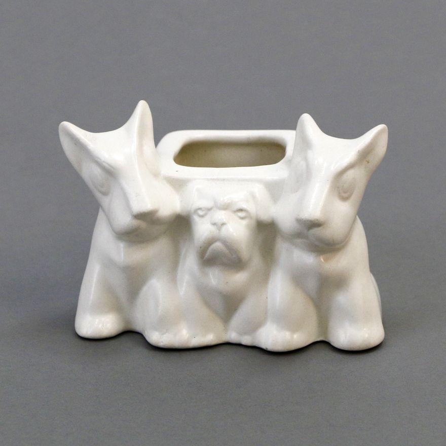 Crown Lynn Potteries, Rare small Bulldog and Scottie dog vase