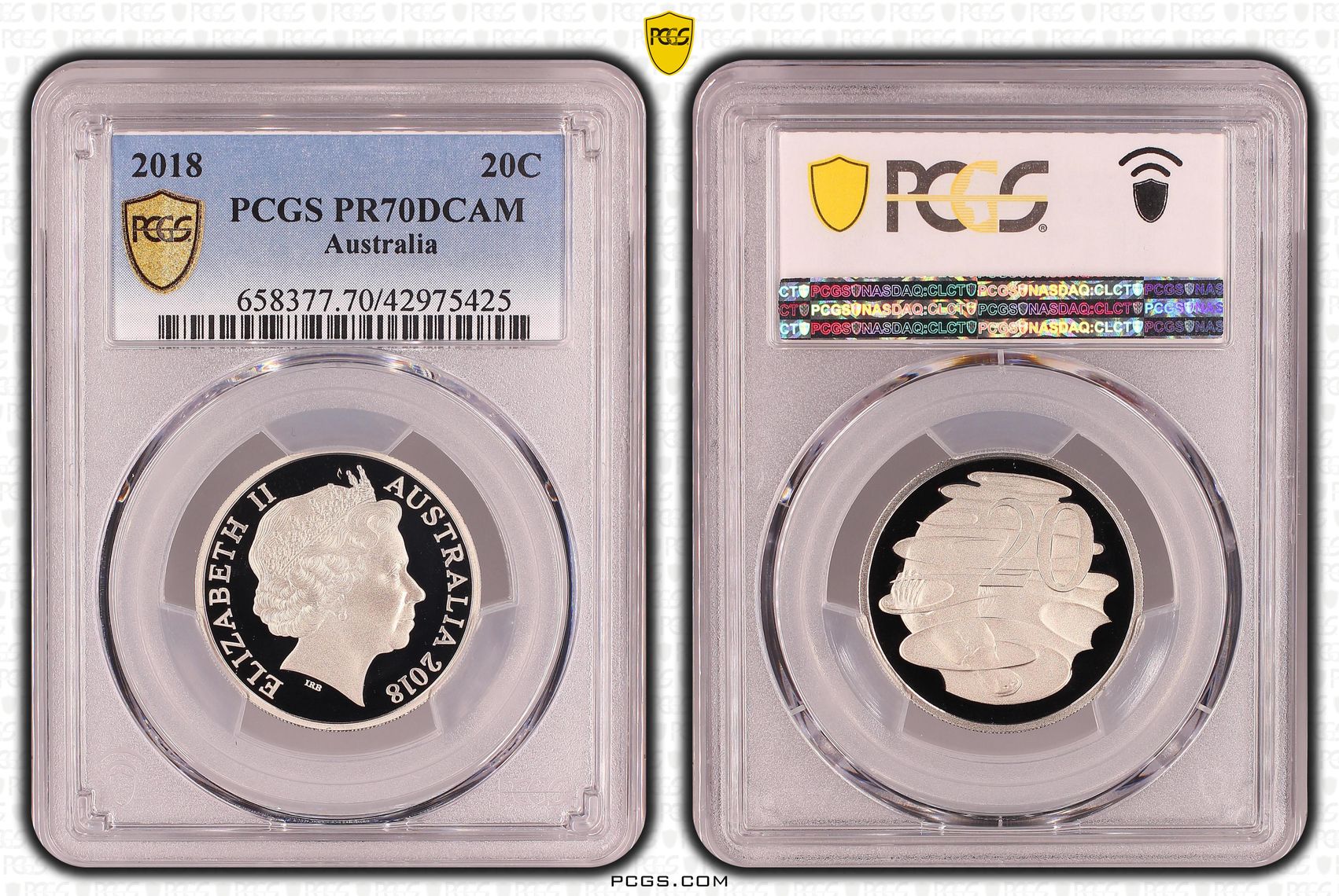 Elizabeth II, Twenty Cent, PR70DCAM , 2018 PCGS POP - 51/0