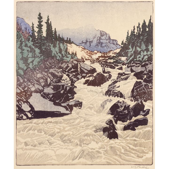 Walter J. Phillips ''Above Lake Louise'' 1945 Woodblock
