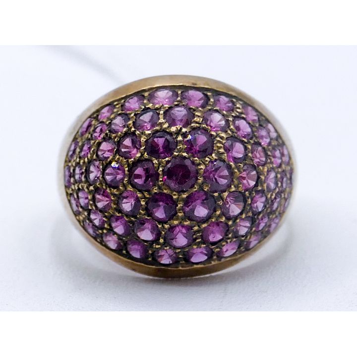 Ladies 18k Pink Sapphire Cluster Ring Size 7 - 5.9 Grams