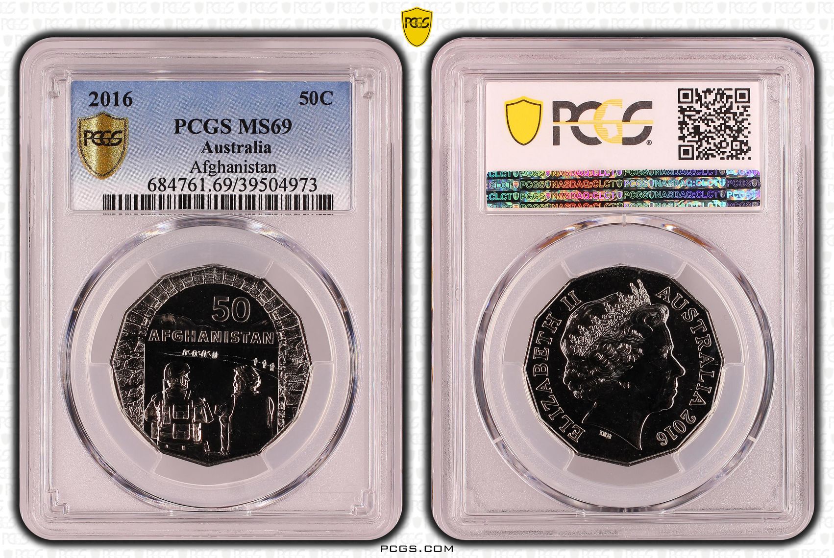 342 · Afghanistan, POP 20/0, Fifty Cent, 2016, PCGS MS69
