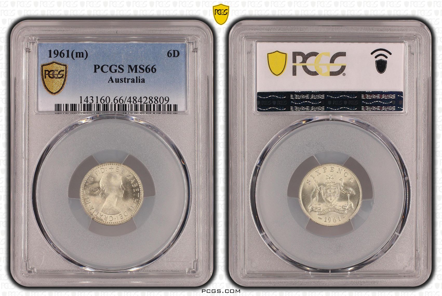 Sixpence, 1961(m), PCGS MS 66