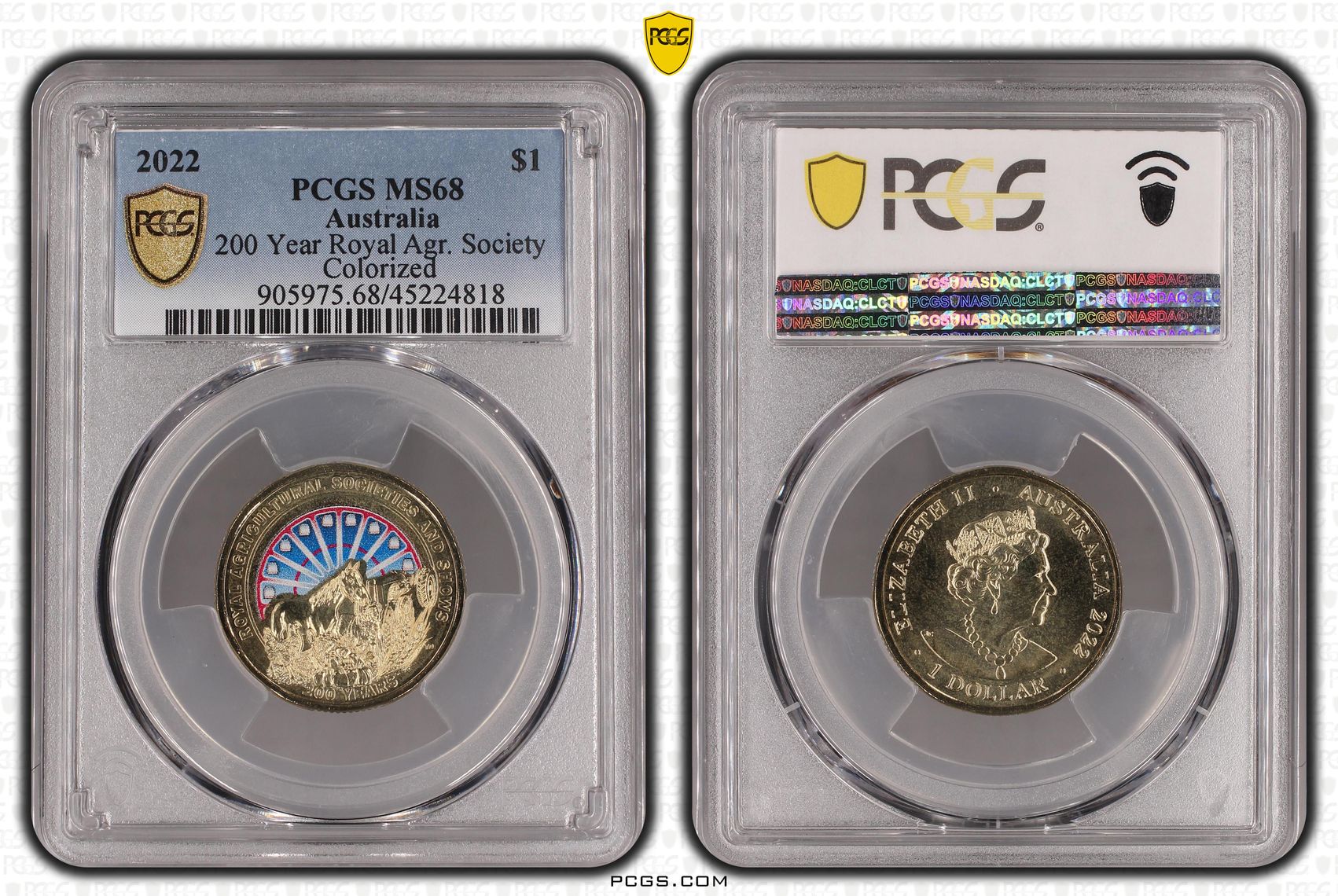 200 Year Royal Agr. Society, One Dollar, 2022, PCGS MS68