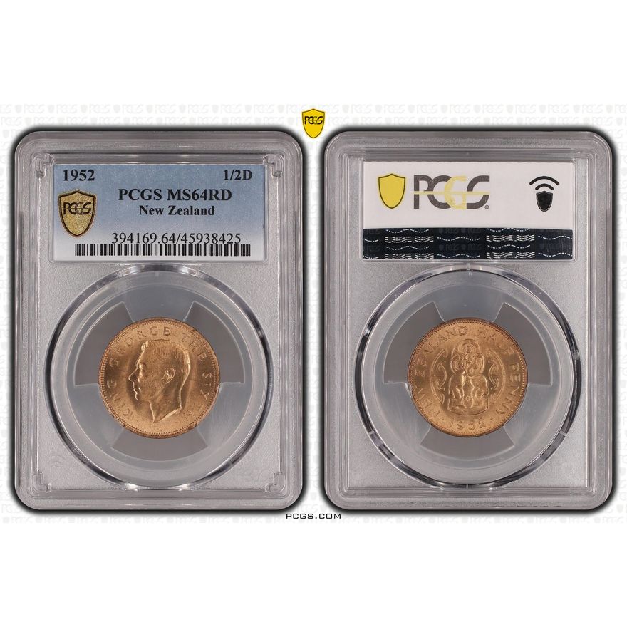 New Zealand, Halfpenny, 1952, PCGS MS64RD