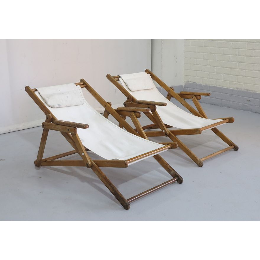 PAIR OF FOLDING DECK CHAIRS