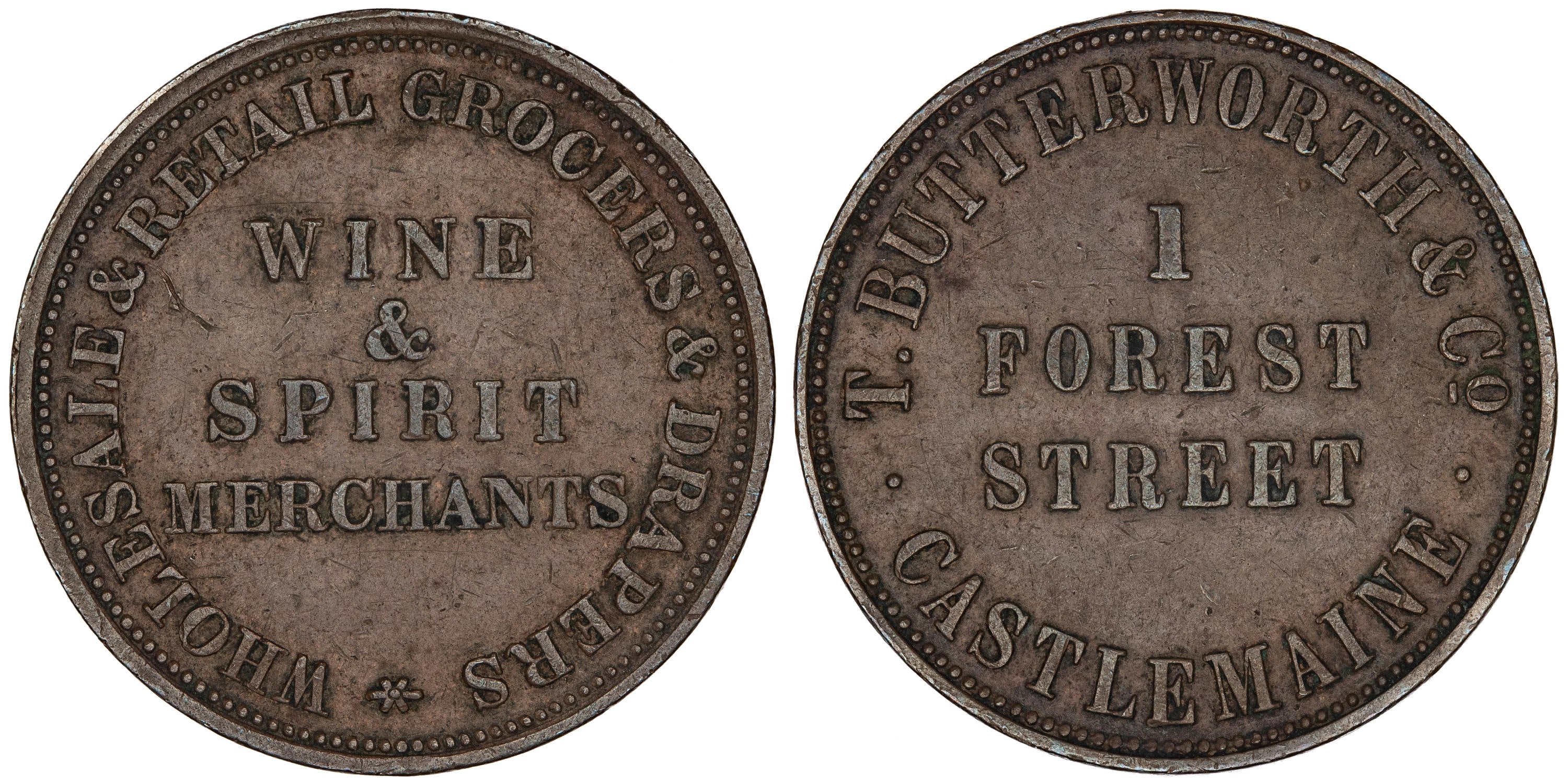 A.53 - Butterworth, T & Co - Castlemaine VIC, Penny, VF