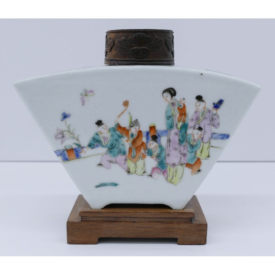 Chinese Republic Fan Shaped Tea Jar