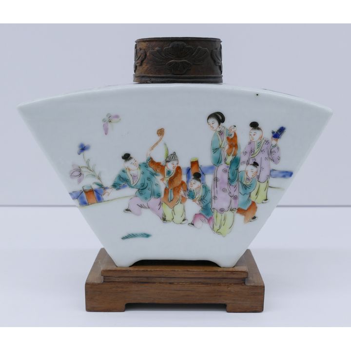 Chinese Republic Fan Shaped Tea Jar