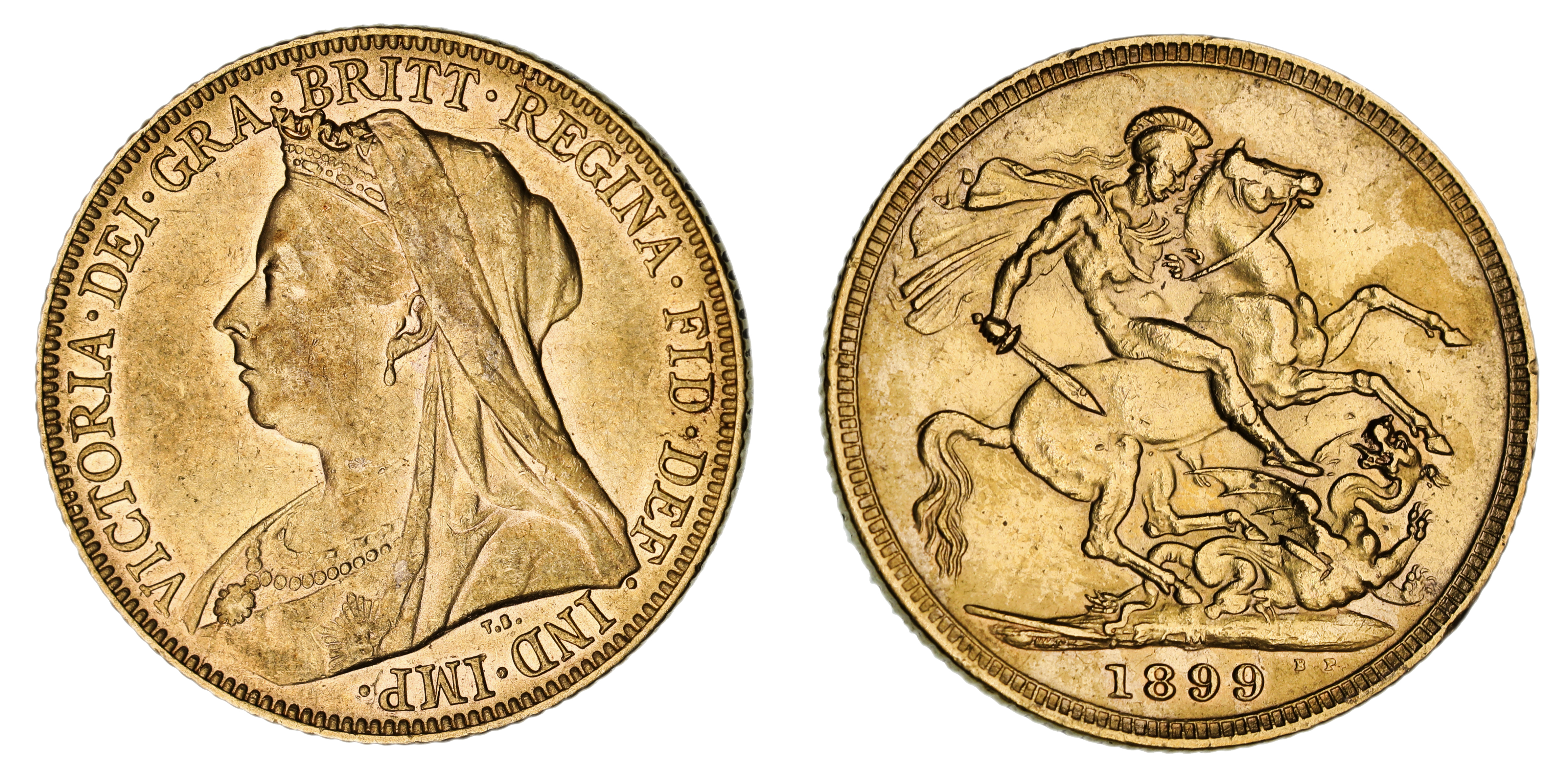 Victoria, St. George Reverse - Melbourne Mint - Veiled, Sovereign, 1899, EF