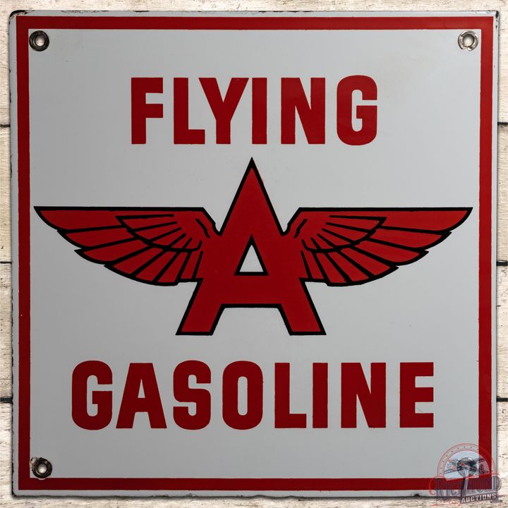 10" Flying A Gasoline SSP Pump Plate Sign - 9